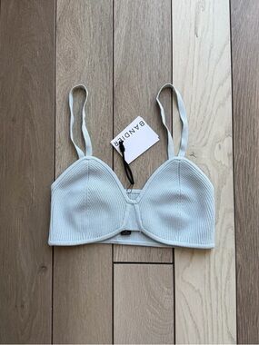 Bandier Le Ore Rimini Ribbed Bra Sea Blue Size M NWT